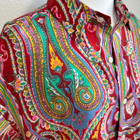 POLO by RALPH LAUREN Men's Multi-Color Paisley Silk Western Shirt Size Large - Picture 3 of 8